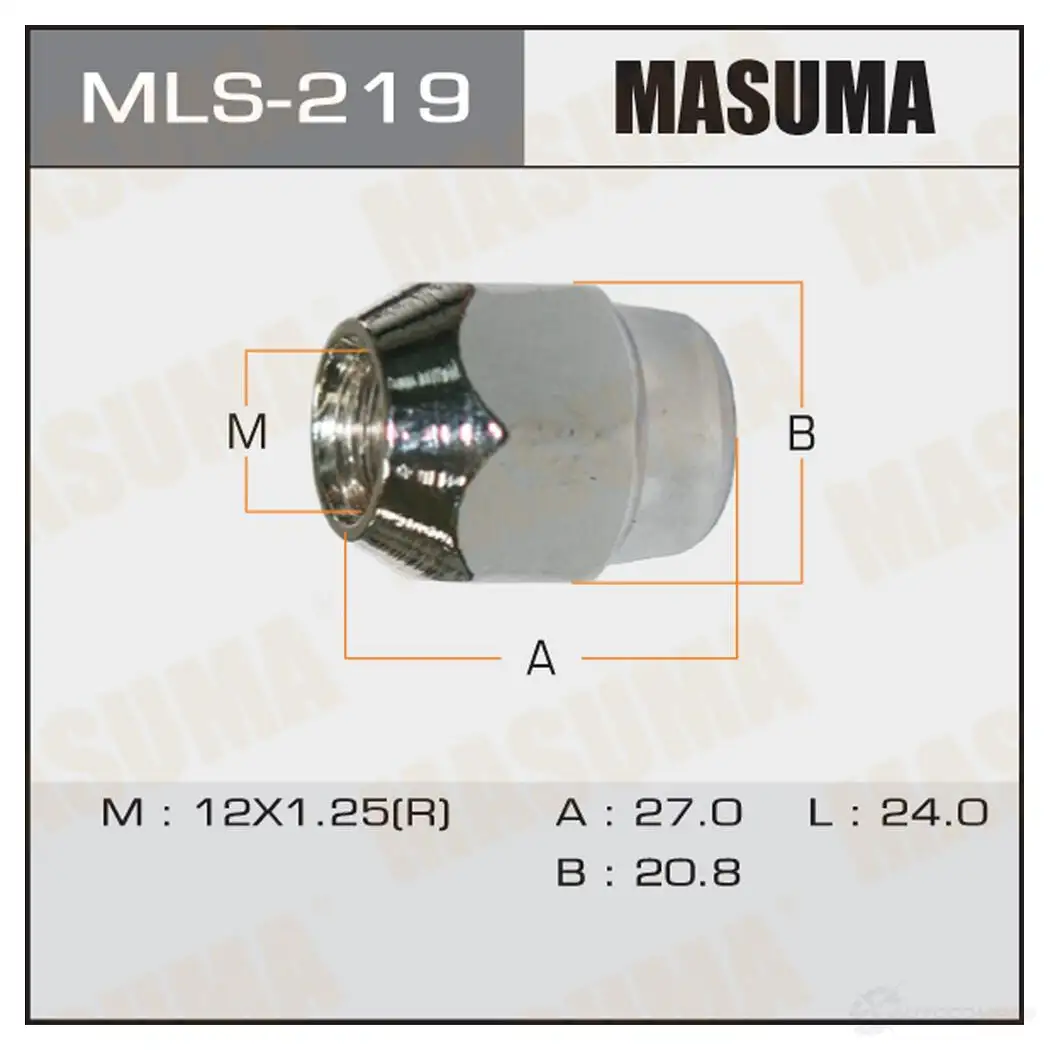 Гайка колесная M12x1.25(R) под ключ 21 MASUMA MLS-219 W2 2UUBR 1422882981 изображение 0