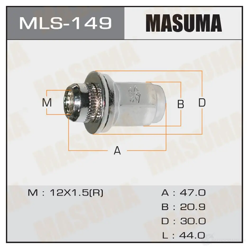 Гайка колесная M12x1.5 под ключ 21 MASUMA 51P V45I MLS-149 1422883123 изображение 0
