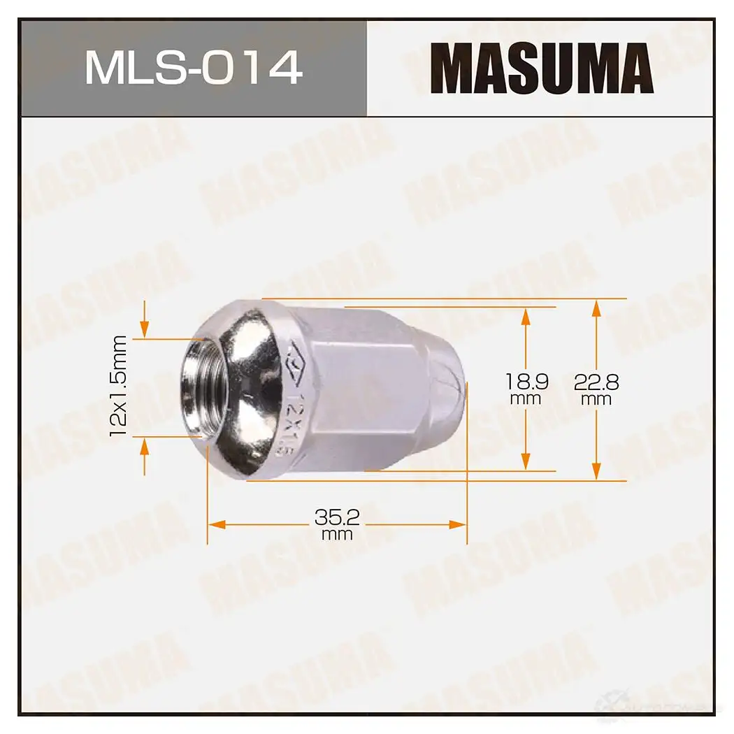 Гайка колесная M12x1.5(R) под ключ 19 MASUMA MLS-014 X UKB3 1422883117 изображение 0