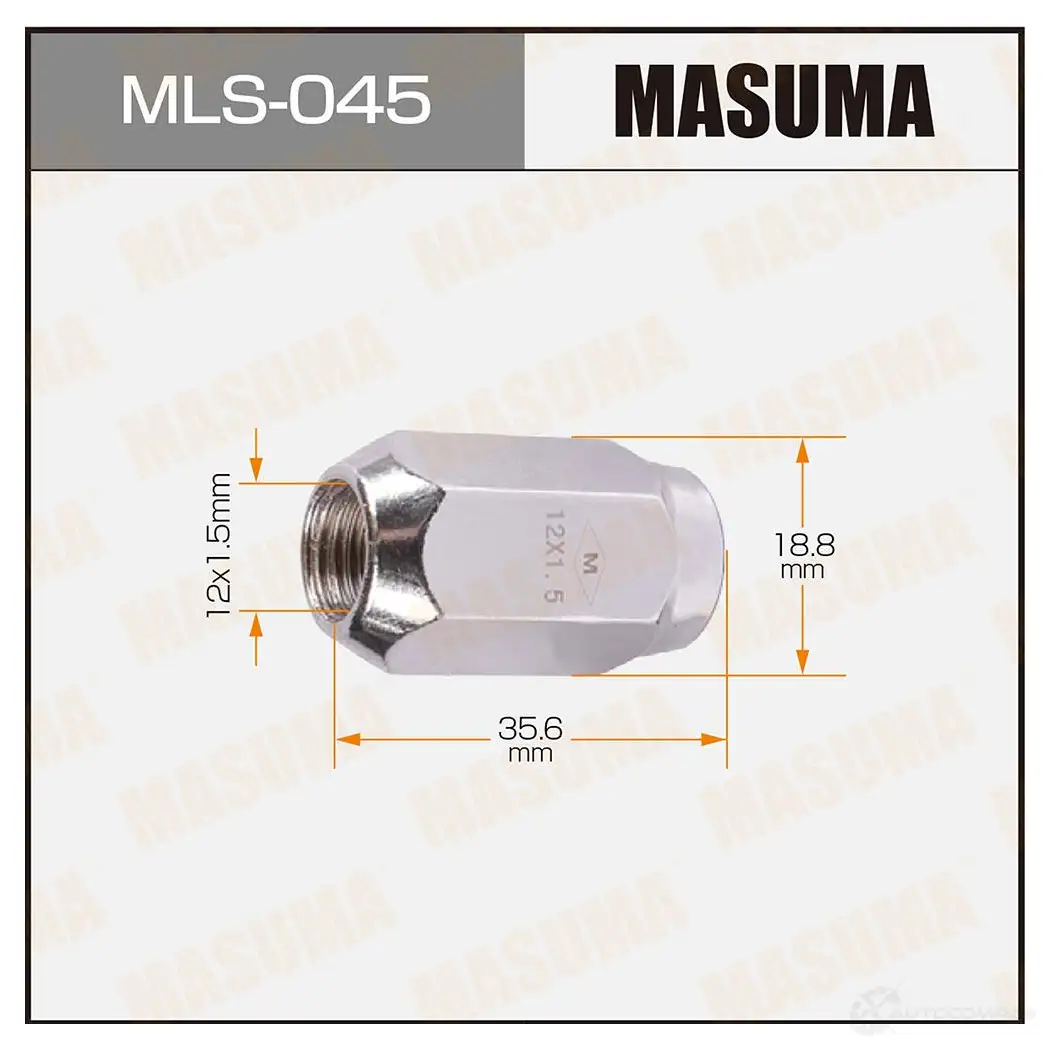Гайка колесная M 12x1.5(R) под ключ 19 MASUMA A 3WQ1 MLS045 FP8YO 1422883108 изображение 0