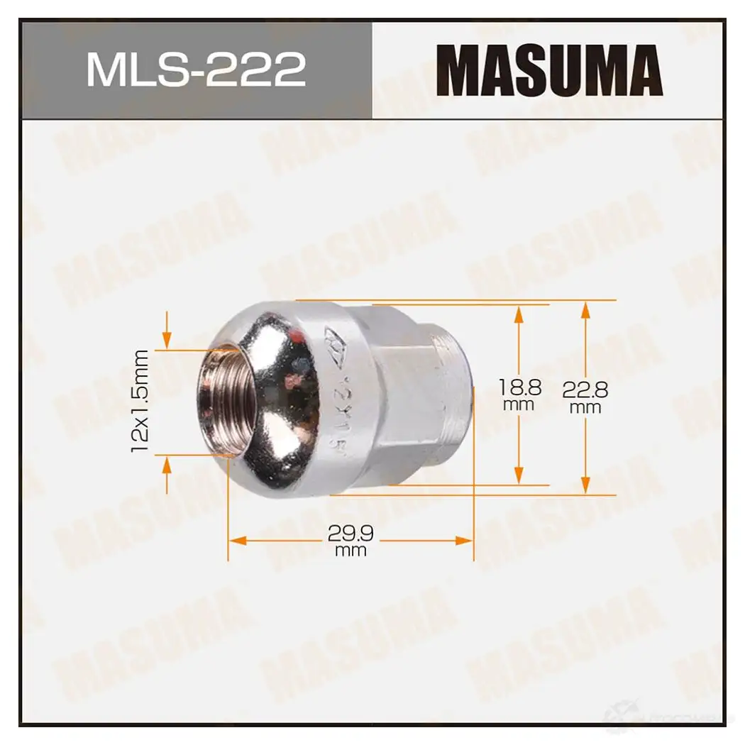 Гайка колесная M12x1.5(R) под ключ 19 MASUMA MLS-222 GL 5FLA 1422882979 изображение 0