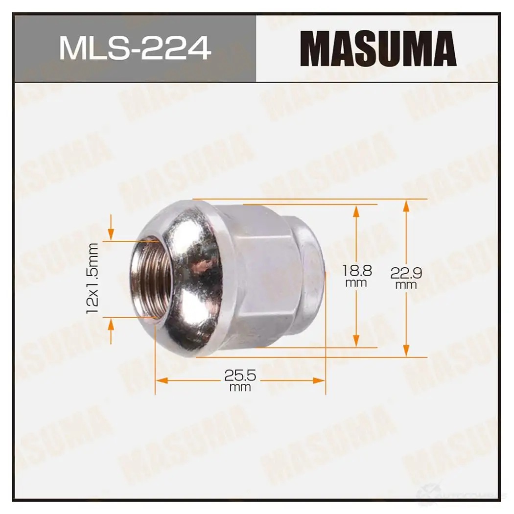 Гайка колесная M12x1.5(R) под ключ 19 MASUMA MLS-224 1422882977 LN511 DS изображение 0