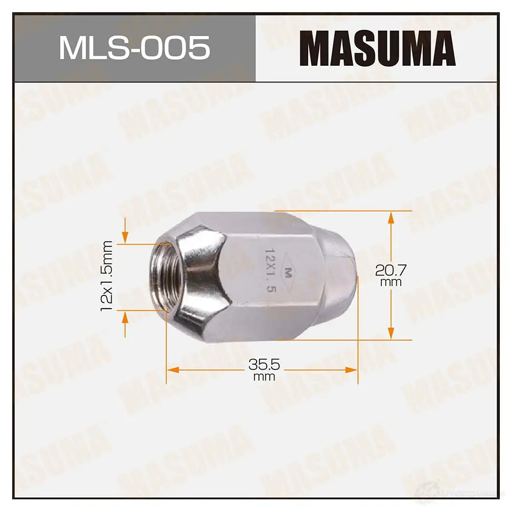 Гайка колесная M 12x1.5(R) под ключ 21 MASUMA MLS005 CY PXHCU 1422883087 TQHKR8 изображение 0