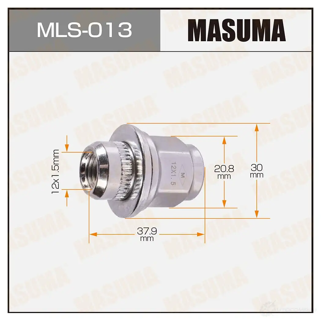 Гайка колесная M12x1.5(R) под ключ 21 MASUMA DUR8 N6 MLS-013 1422883119 изображение 0