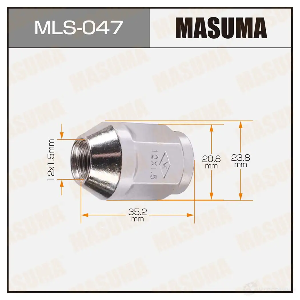 Гайка колесная M 12x1.5(R) под ключ 21 MASUMA MLS047 2CTY3 GXU3 M 1422883106 изображение 0
