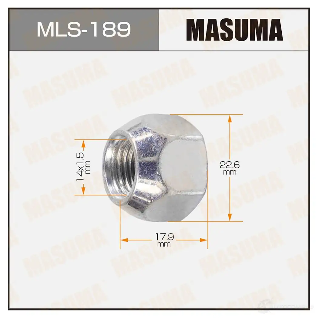 Гайка колесная M14x1.5(L) под ключ 23 открытая MASUMA IS 9RVP MLS-189 1422883100 изображение 0