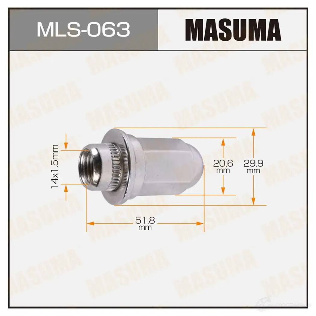 Гайка колесная M 14x1.5(R) под ключ 21 MASUMA 1422883135 3XJ NLE4 7OF63 MLS063