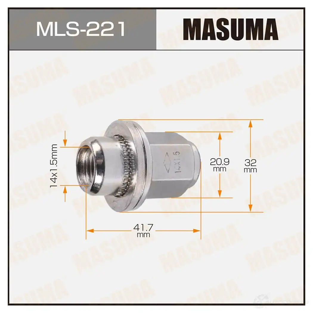 Гайка колесная M14x1.5(R) под ключ 21 MASUMA MLS-221 MV SBER6 1422882980 изображение 0