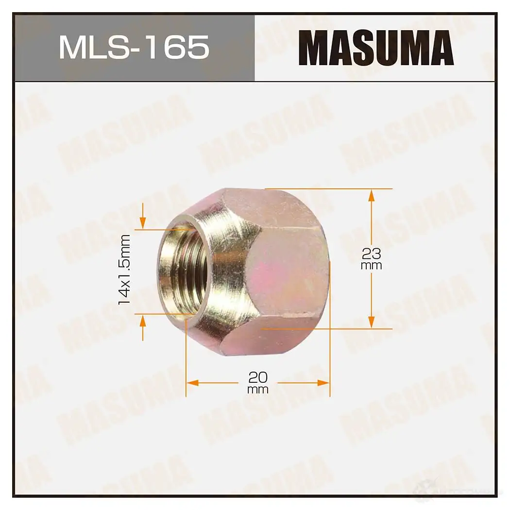 Гайка колесная M14x1.5(R) под ключ 23 открытая MASUMA 1422883102 EBX6 W8V MLS-165