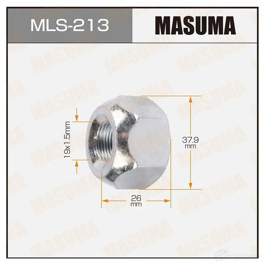 Гайка колесная M19x1.5(L) под ключ 38 открытая MASUMA MLS-213 HDY0E 26 1422882986