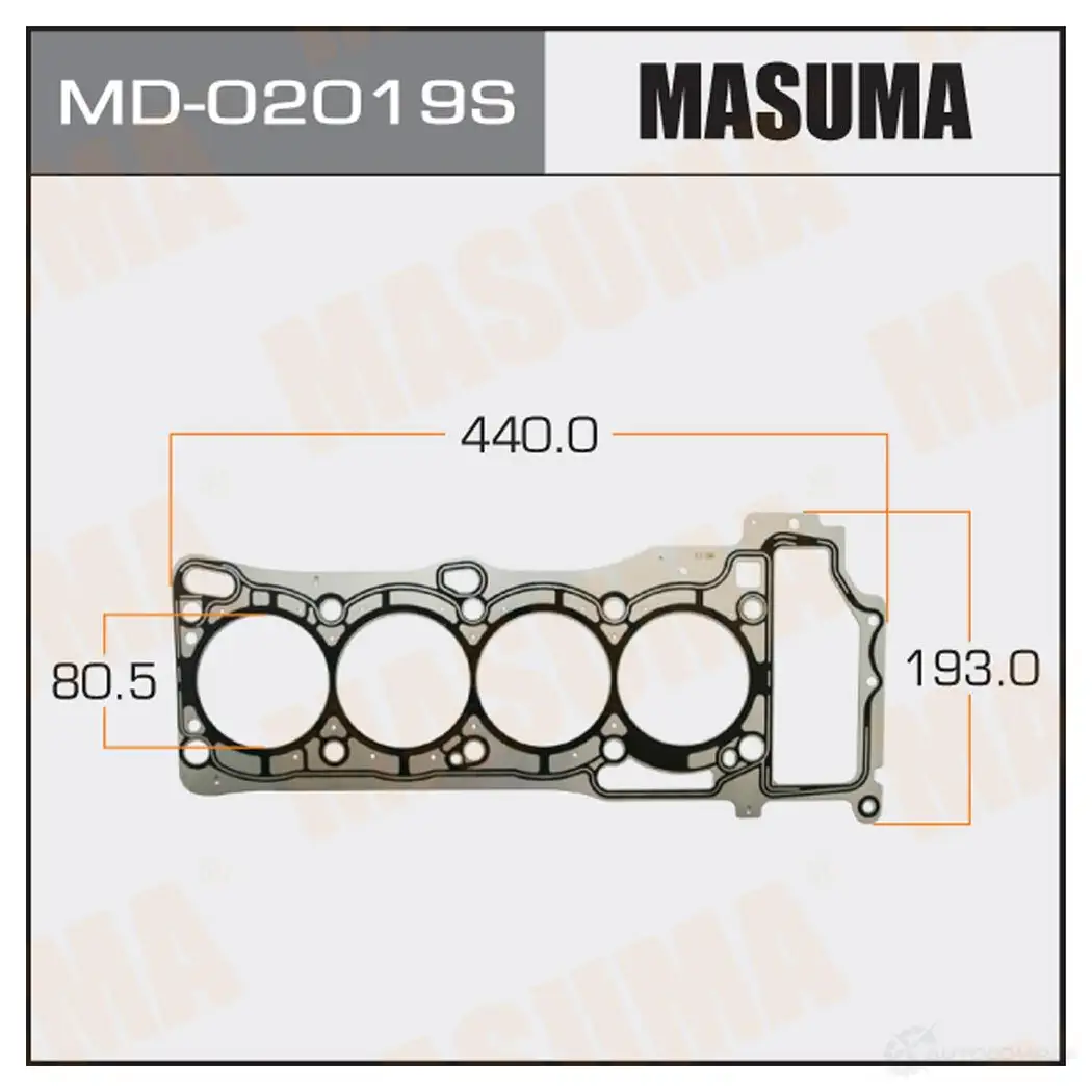 Двухслойная прокладка ГБЦ (металл-эластомер) толщина 0,50мм MASUMA 1422887982 XMN3K TI MD-02019S изображение 0