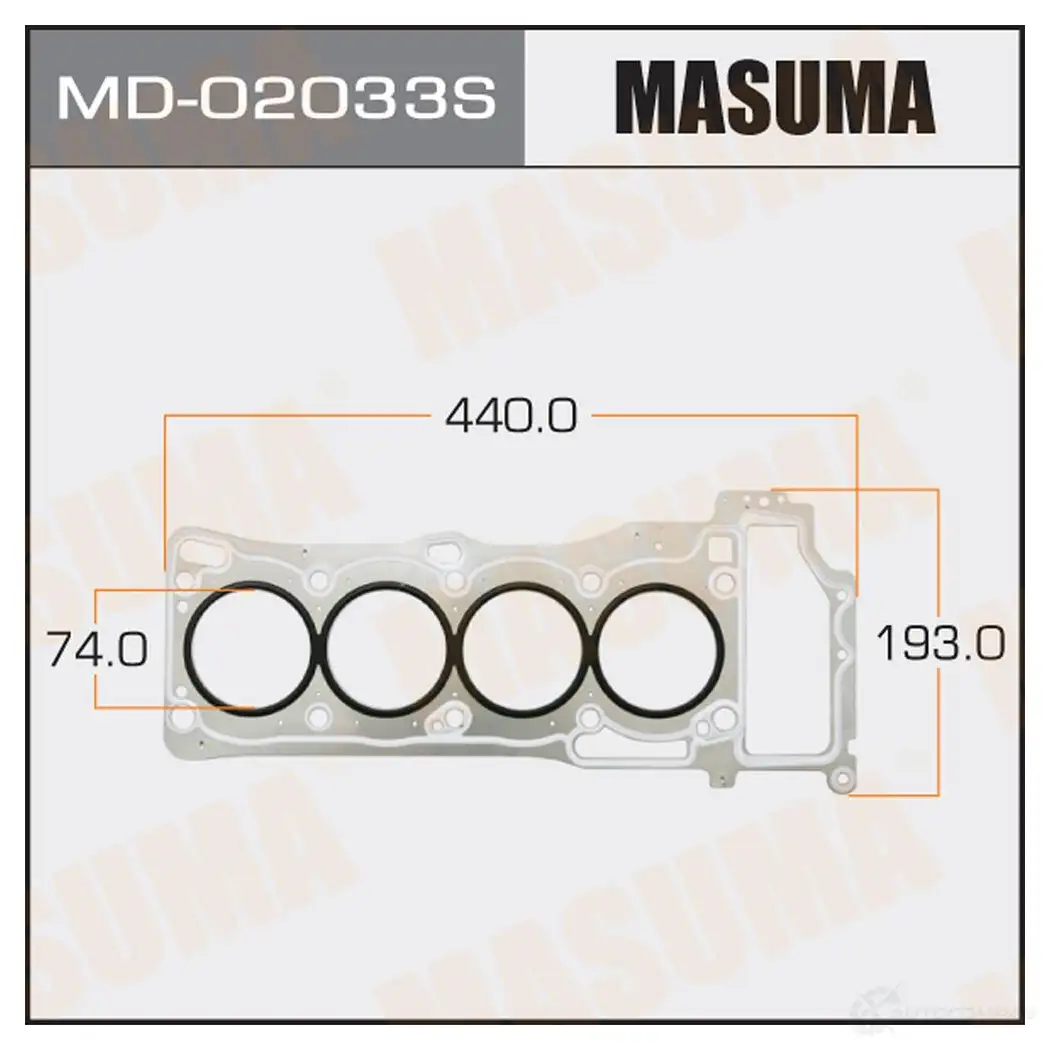 Двухслойная прокладка ГБЦ (металл-эластомер) толщина 0,50мм MASUMA MD-02033S 5L8 3S74 1422888009 изображение 0