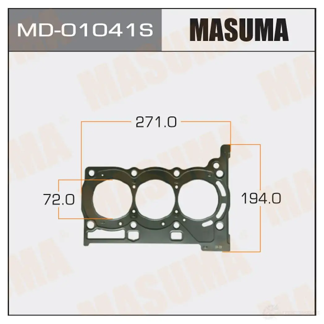Двухслойная прокладка ГБЦ (металл-эластомер) толщина 0,60мм MASUMA MD-01041S 1422888070 ZTNF0 E изображение 0