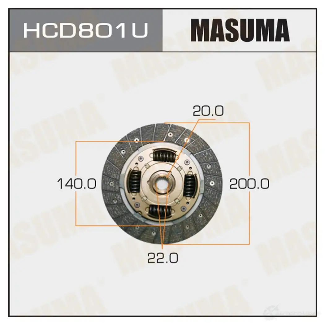 Диск сцепления MASUMA N4 8RTC 1422882050 HCD801U изображение 0