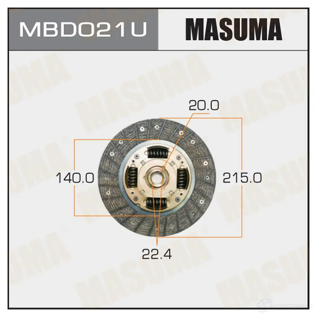 Диск сцепления MASUMA 1422881941 W1 DBAB MBD021U изображение 0