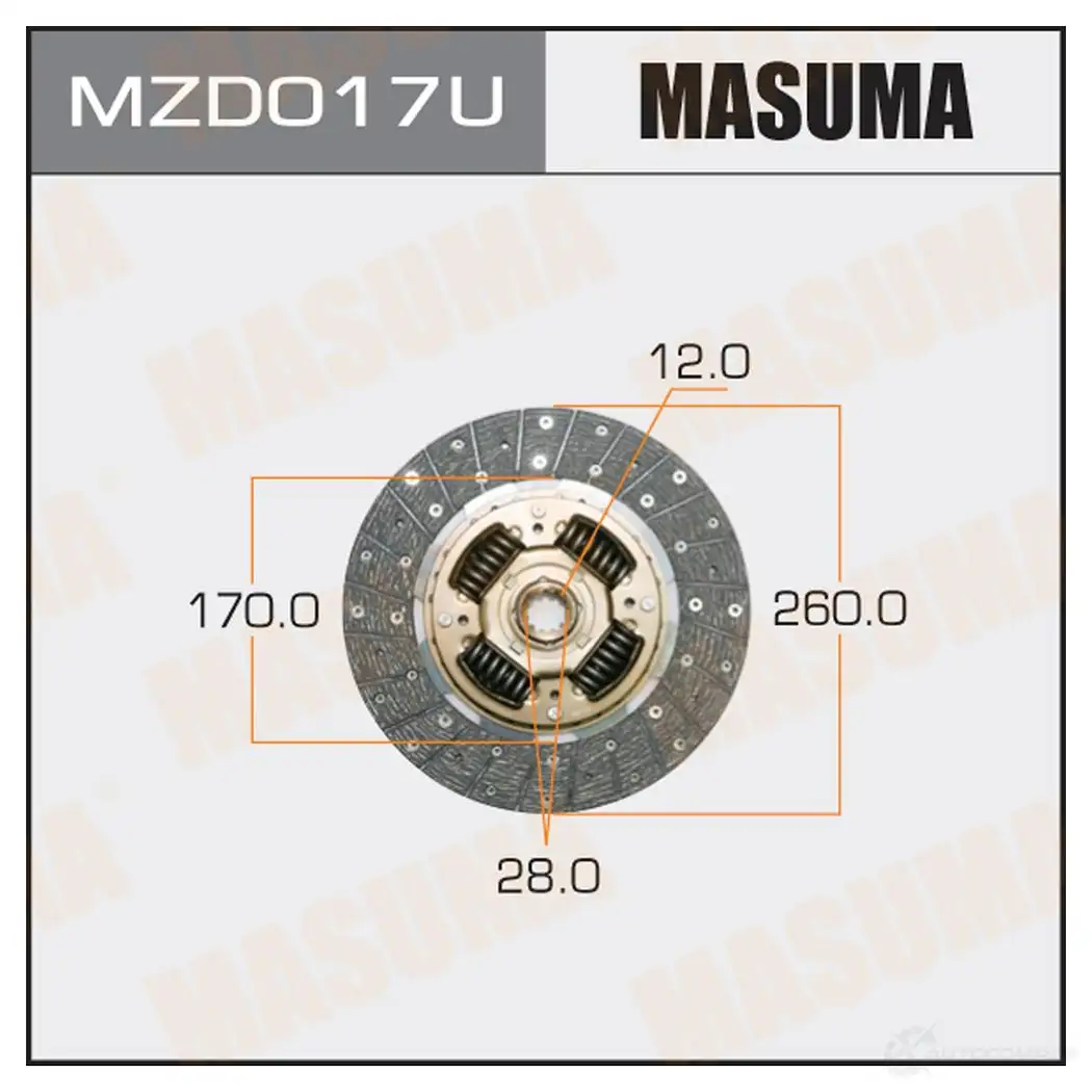 Диск сцепления MASUMA 1422881794 52J 1SS MZD017U
