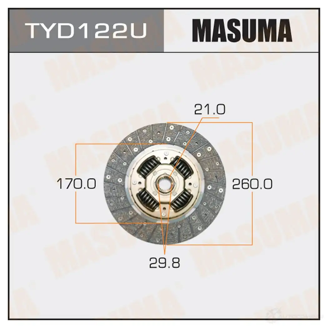 Диск сцепления MASUMA 1422881815 Z8V ZI TYD122U изображение 0