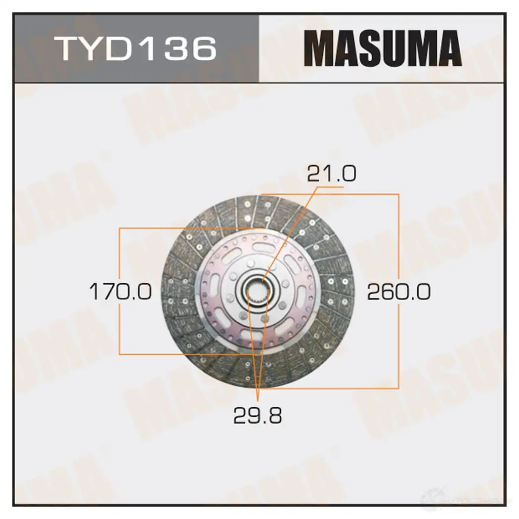 Диск сцепления MASUMA 1422881924 Z 9V4W7 TYD136