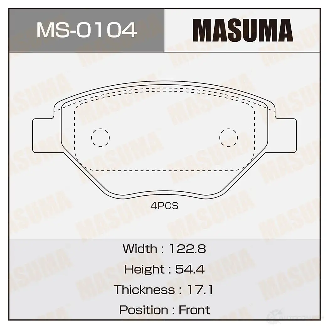 Колодки тормозные дисковые MASUMA M3AW U9 4560116723089 1422881748 MS-0104 изображение 0