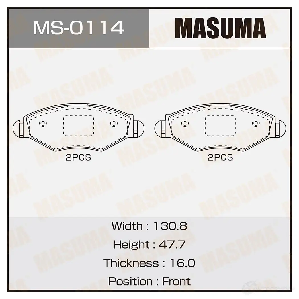 Колодки тормозные дисковые MASUMA R K42S75 1420577351 4560116722938 MS-0114 изображение 0