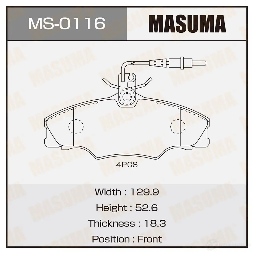 Колодки тормозные дисковые MASUMA SF9 DC1 4560116722761 MS-0116 1422881663 изображение 0