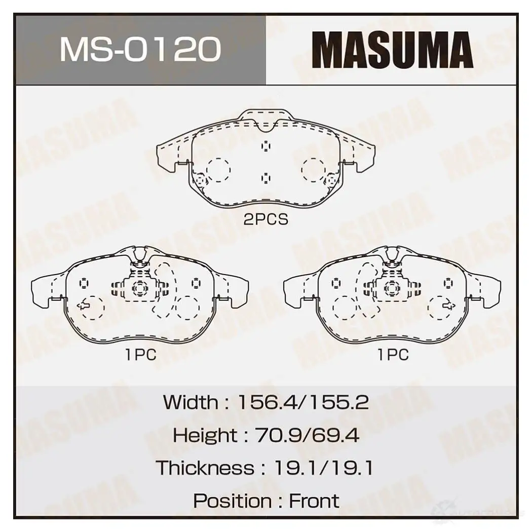 Колодки тормозные дисковые MASUMA 1422881731 B CP4D 4560116723010 MS-0120 изображение 0