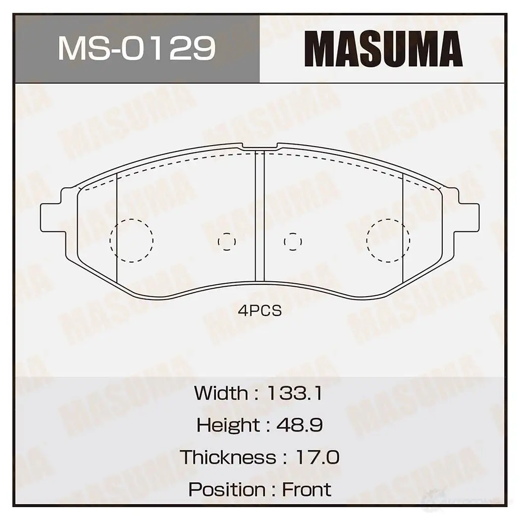 Колодки тормозные дисковые MASUMA 4560116722983 1422881658 ZQCC9 8 MS-0129