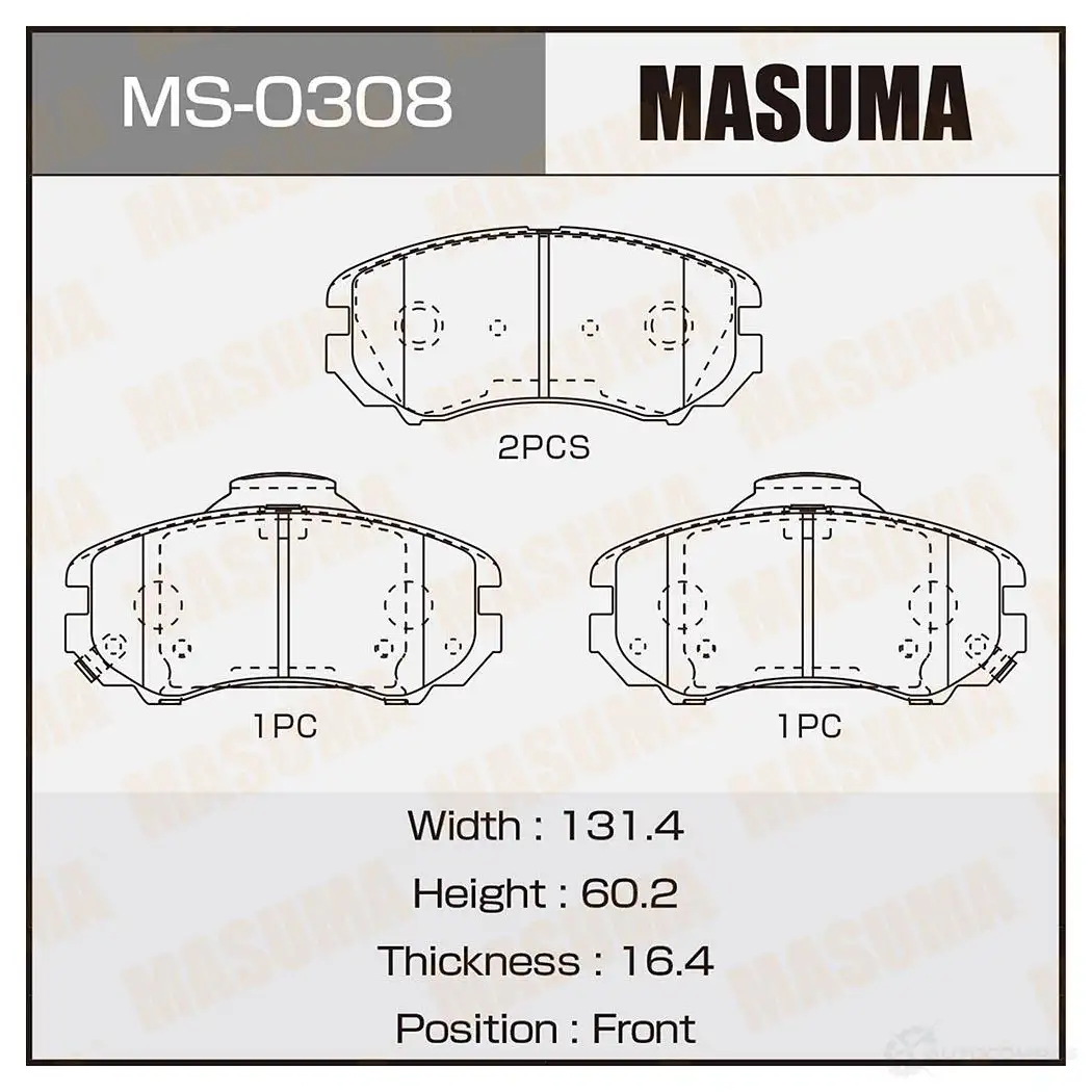 Колодки тормозные дисковые MASUMA DFM XXV 1420577376 MS-0308 4560116723201 изображение 0