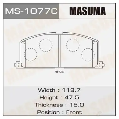 Колодки тормозные дисковые MASUMA 1420577025 4560116720057 HYUQL OA MS-1077 изображение 0