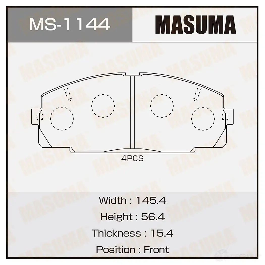 Колодки тормозные дисковые MASUMA GV5K L 1420577391 4560116001144 MS-1144 изображение 0