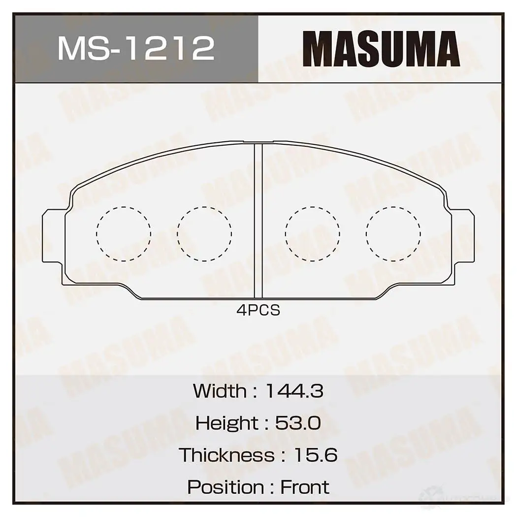 Колодки тормозные дисковые MASUMA 1MS 0H 1422881670 MS-1212 4560116001212