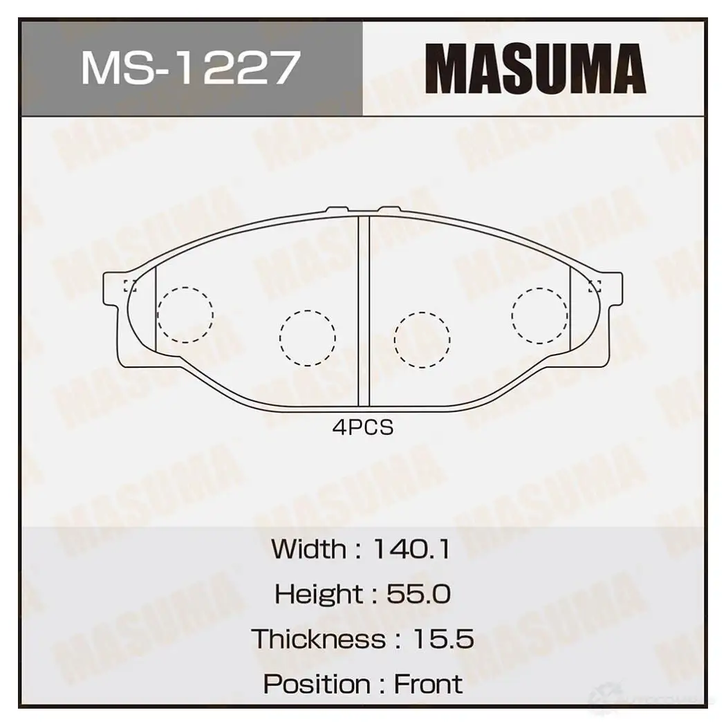 Колодки тормозные дисковые MASUMA V7 AX5SN 1420577033 4560116720705 MS-1227 изображение 0