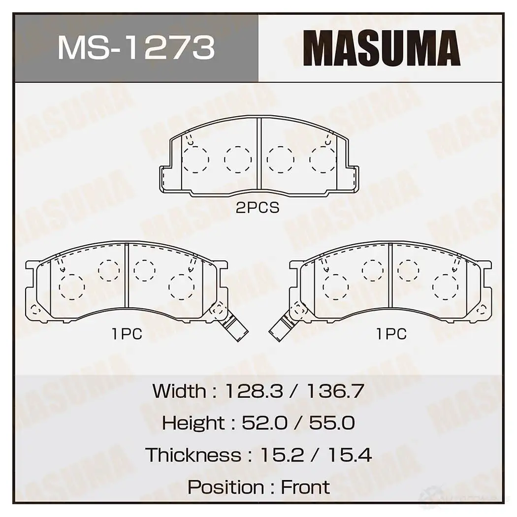 Колодки тормозные дисковые MASUMA MS-1273 4560116720989 0 S5R1 1422881617 изображение 0