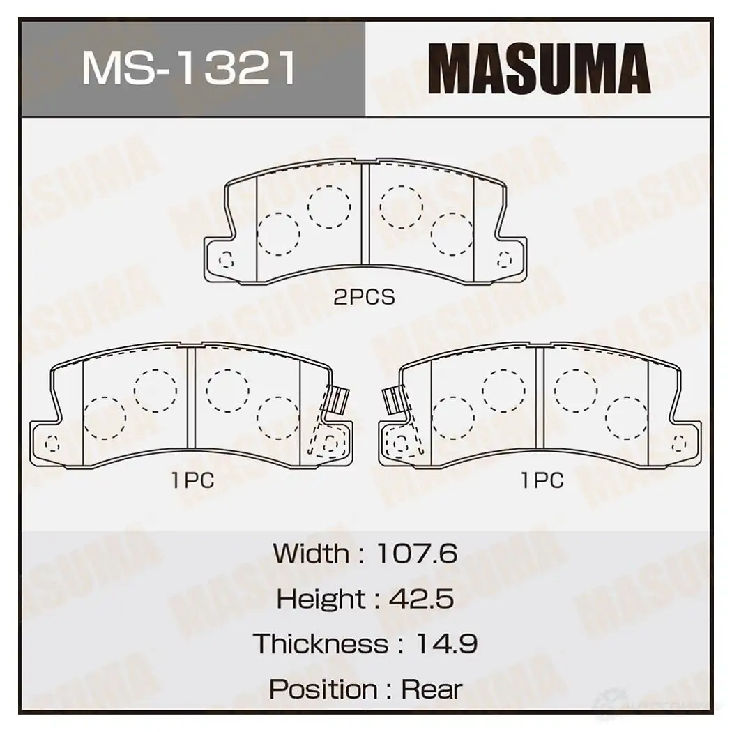 Колодки тормозные дисковые MASUMA 4560116001321 1420577034 MS-1321 1 SJI2HE изображение 0