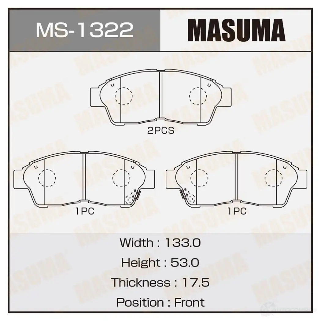 Колодки тормозные дисковые MASUMA MS-1322 X R7H4 4560116721061 1420577032 изображение 0
