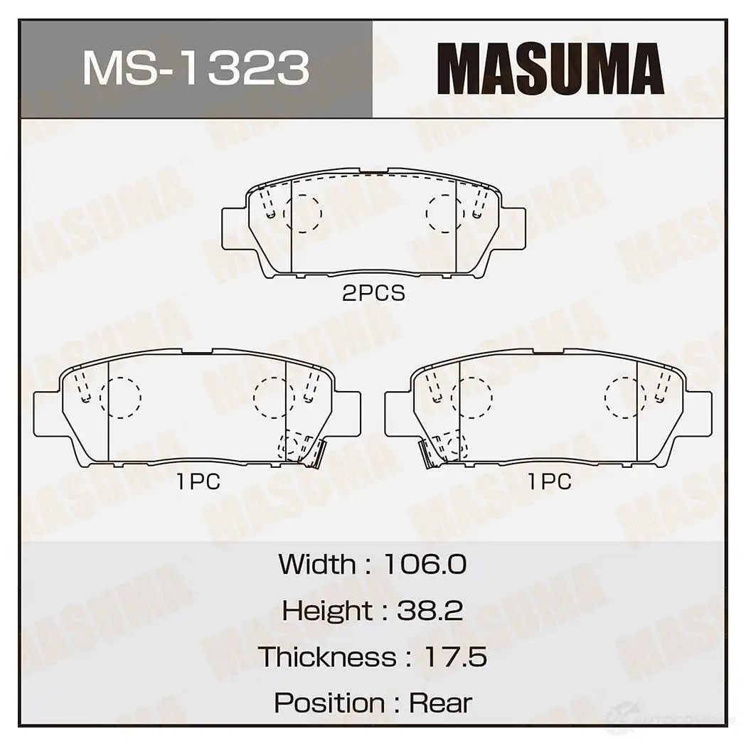 Колодки тормозные дисковые MASUMA BP 5F6 MS-1323 1420577038 4560116001323 изображение 0