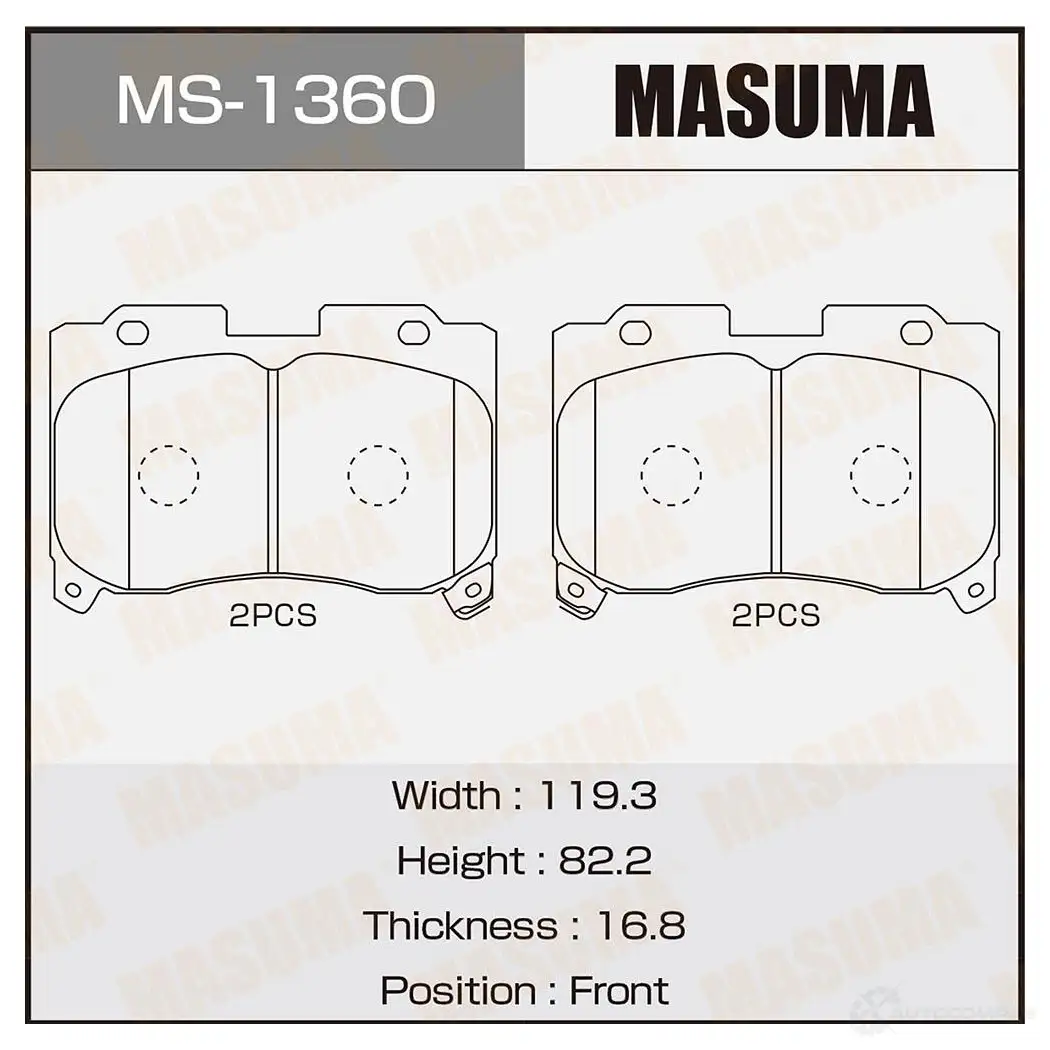 Колодки тормозные дисковые MASUMA 1420576979 JC7336 5 4560116001360 MS-1360 изображение 0
