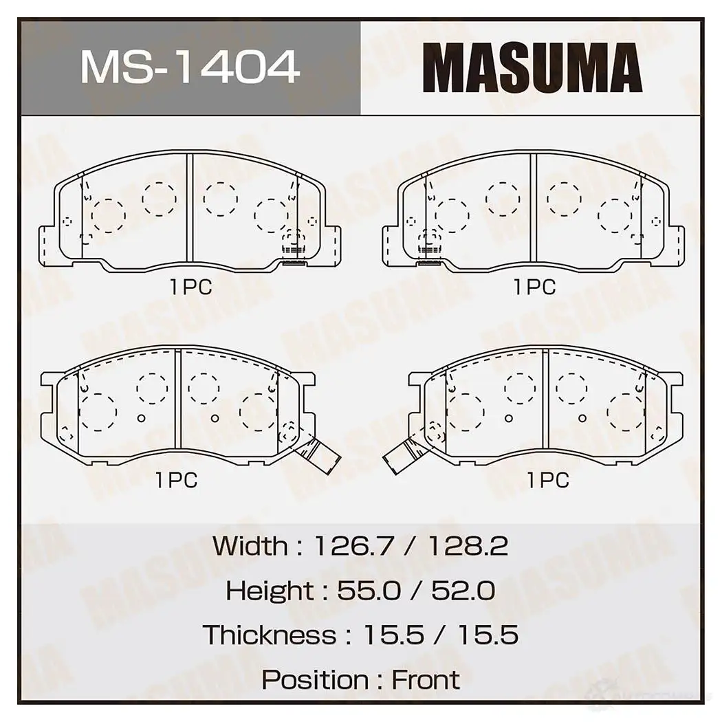 Колодки тормозные дисковые MASUMA 4560116001404 YIIT R99 1420577068 MS-1404 изображение 0