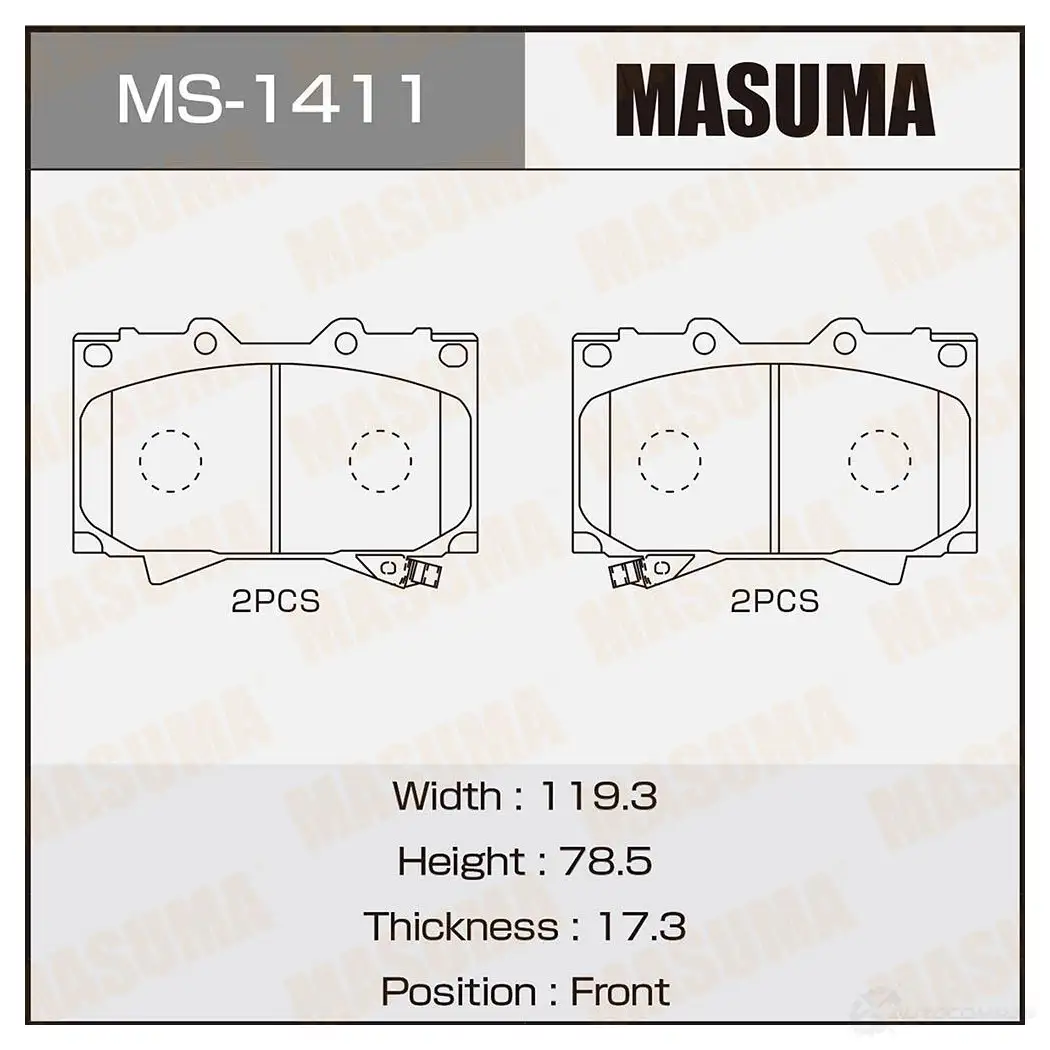Колодки тормозные дисковые MASUMA M01 JPT MS-1411 1420576942 4560116001411 изображение 0