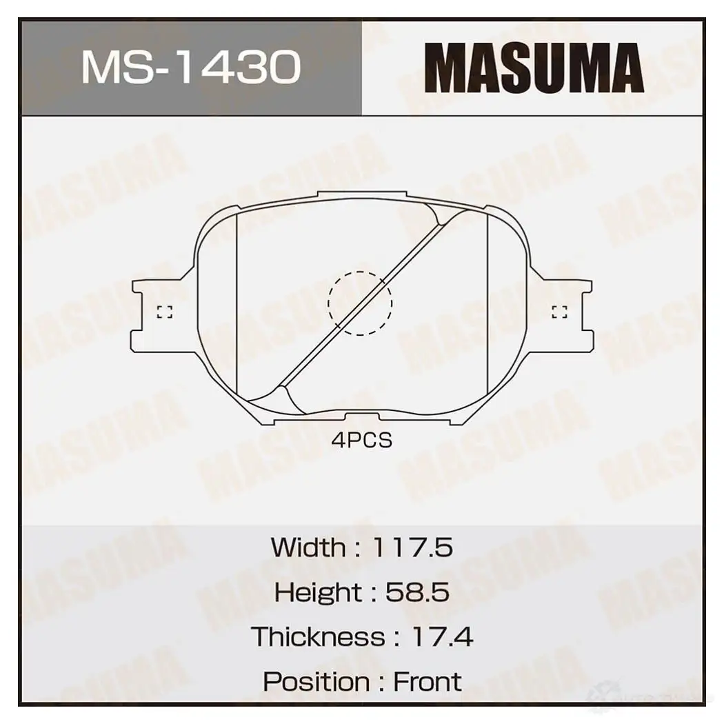 Колодки тормозные дисковые MASUMA 4560116721788 MS-1430 TF4 JQ 1420577042 изображение 0