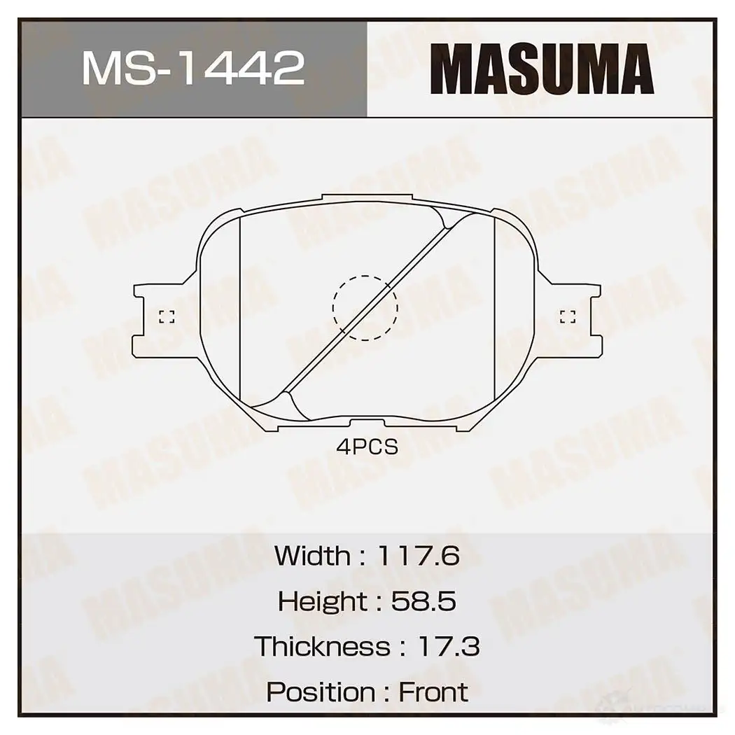 Колодки тормозные дисковые MASUMA 1420577387 XSMX B MS-1442 4560116721924 изображение 0