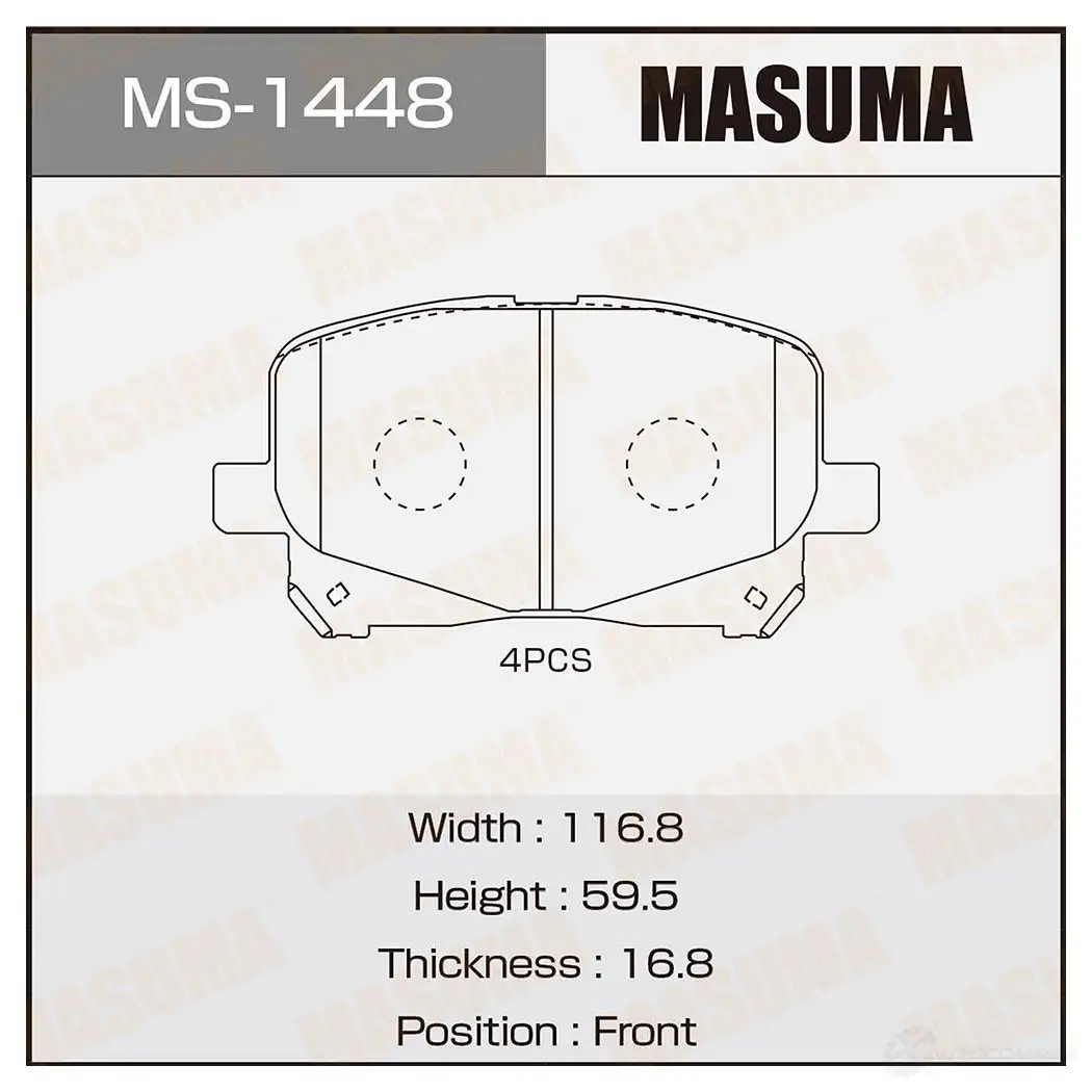 Колодки тормозные дисковые MASUMA MS-1448 MN L85JO 4560116001448 1420577078 изображение 0