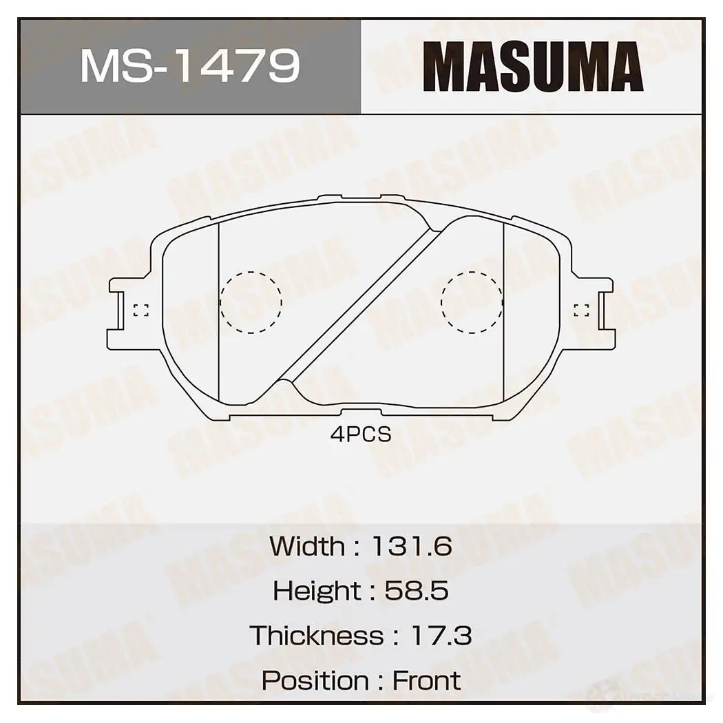 Колодки тормозные дисковые MASUMA N2T0 NV 1420577048 4560116001479 MS-1479 изображение 0