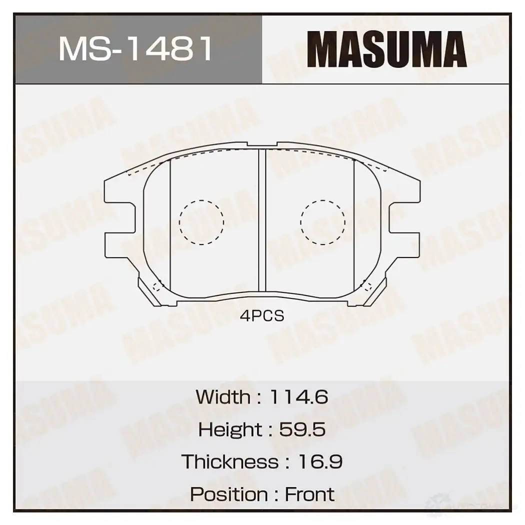 Колодки тормозные дисковые MASUMA 46UB CT 4560116001481 MS-1481 1420577084 изображение 0