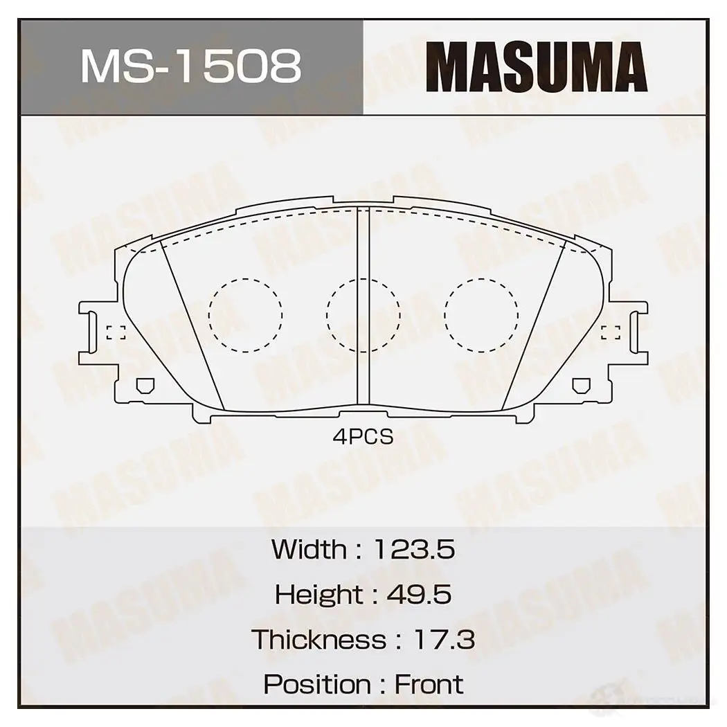 Колодки тормозные дисковые MASUMA 4560116722358 1420576965 70G G30 MS-1508 изображение 0