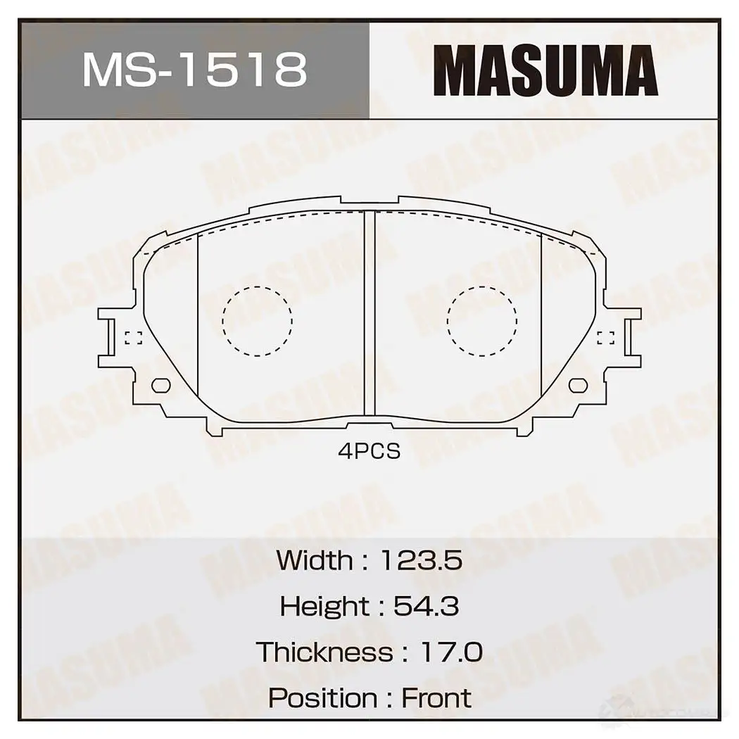 Колодки тормозные дисковые MASUMA 1420577392 MS-1518 4560116722655 UE AYMY