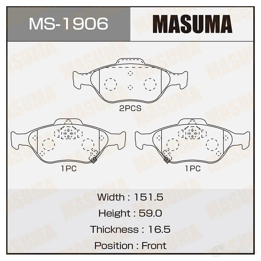 Колодки тормозные дисковые MASUMA 1420936698 E 4F4RMW 4560116723973 MS-1906 изображение 0