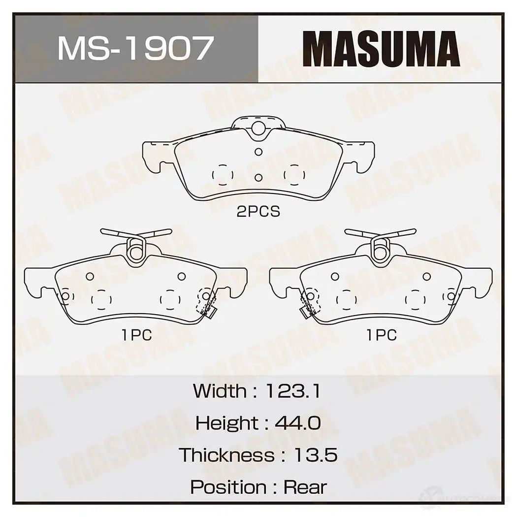 Колодки тормозные дисковые MASUMA 1422881740 MS-1907 PH KDMG 4560116723379 изображение 0