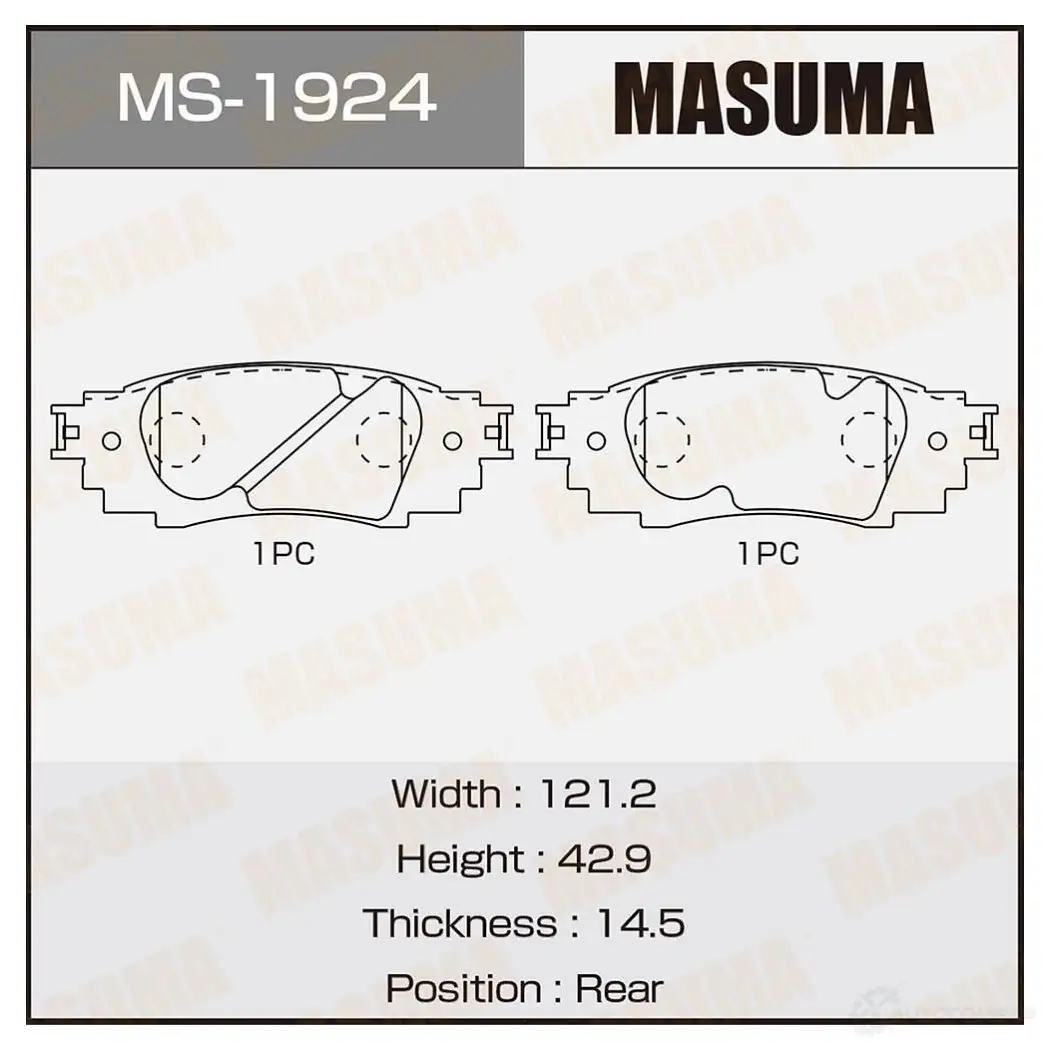 Колодки тормозные дисковые MASUMA G 6WB5 MS-1924 4560116470594 1422881629 изображение 0