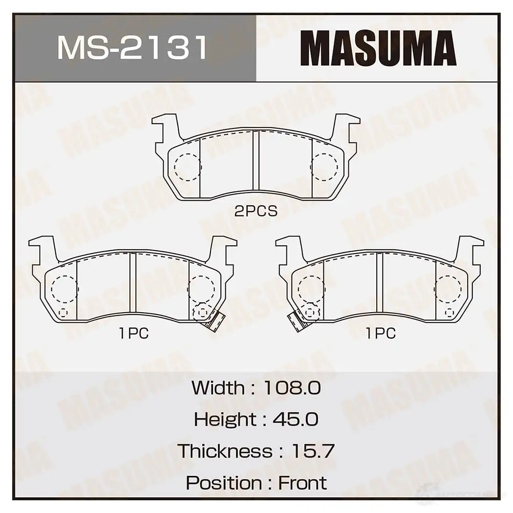 Колодки тормозные дисковые MASUMA M1 CMCZ MS-2131 4560116002131 1422881626 изображение 0
